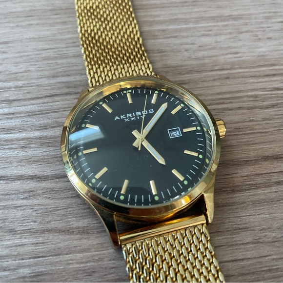 Men’s Akribos XXIV Gold Watch - Picture 3 of 4